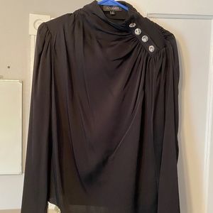 Intermix Charity Embellished Black Silk Blouse (Size 6)